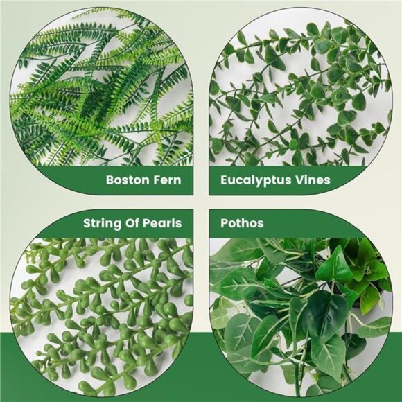 4Pcs Fake Plants Hanging Artificial Ivy Vine Faux Eucalyptus Hanging Plants - Picture 3 of 7